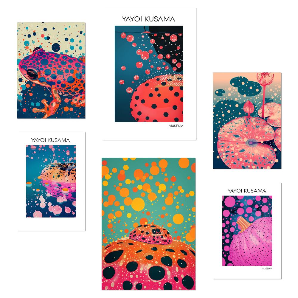 nacnic Lámina Yayoi Kusama calabaza rana en rosa y naranja japonés