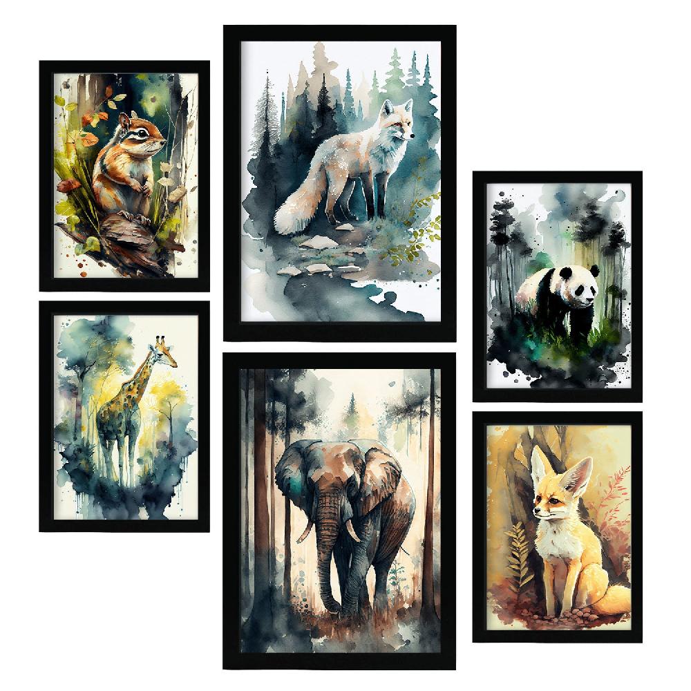 nacnic Nacnic Set de Animales en Acuarela - Laminas para Dormitorio