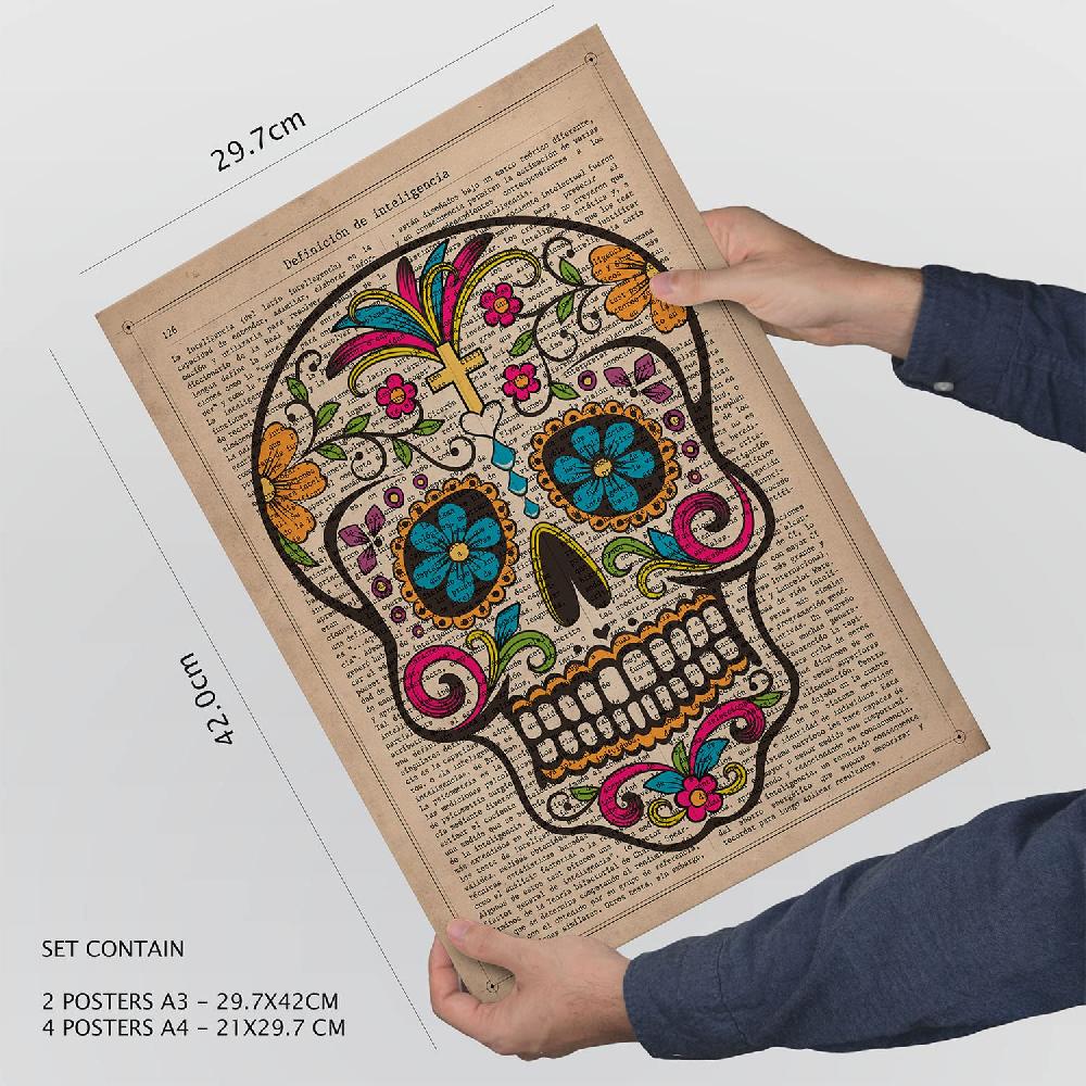 nacnic Set de 6 láminas de Calaveras vintage estilo collage 2025