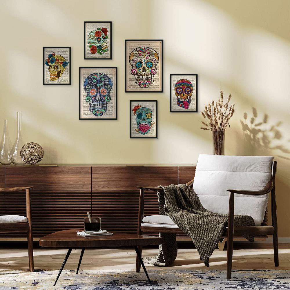 nacnic Set de 6 láminas de Calaveras vintage estilo collage 2025