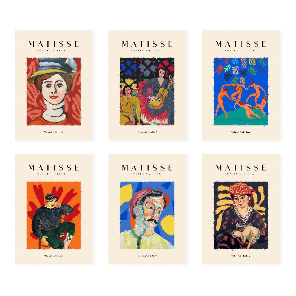 nacnic Nacnic Set de 6 Láminas Artísticas de Matisse Modelo Retratos Estilo Galería de Arte Diseño Moderno para Interiores