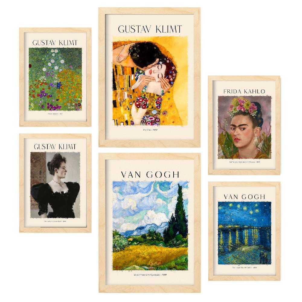 nacnic Set de Láminas de Frida Klimt y Van Gogh Gran oferta