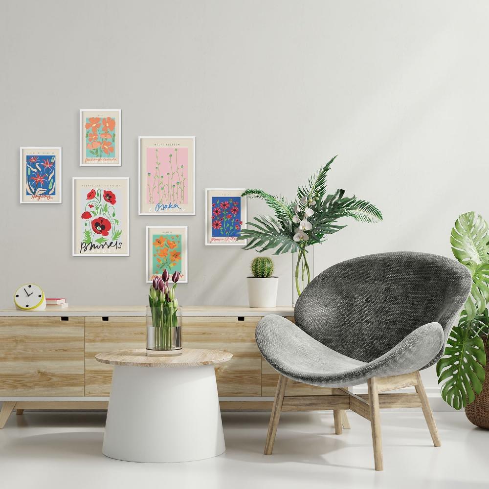 nacnic Set de 6 láminas de Flores de Primavera en estilo collage