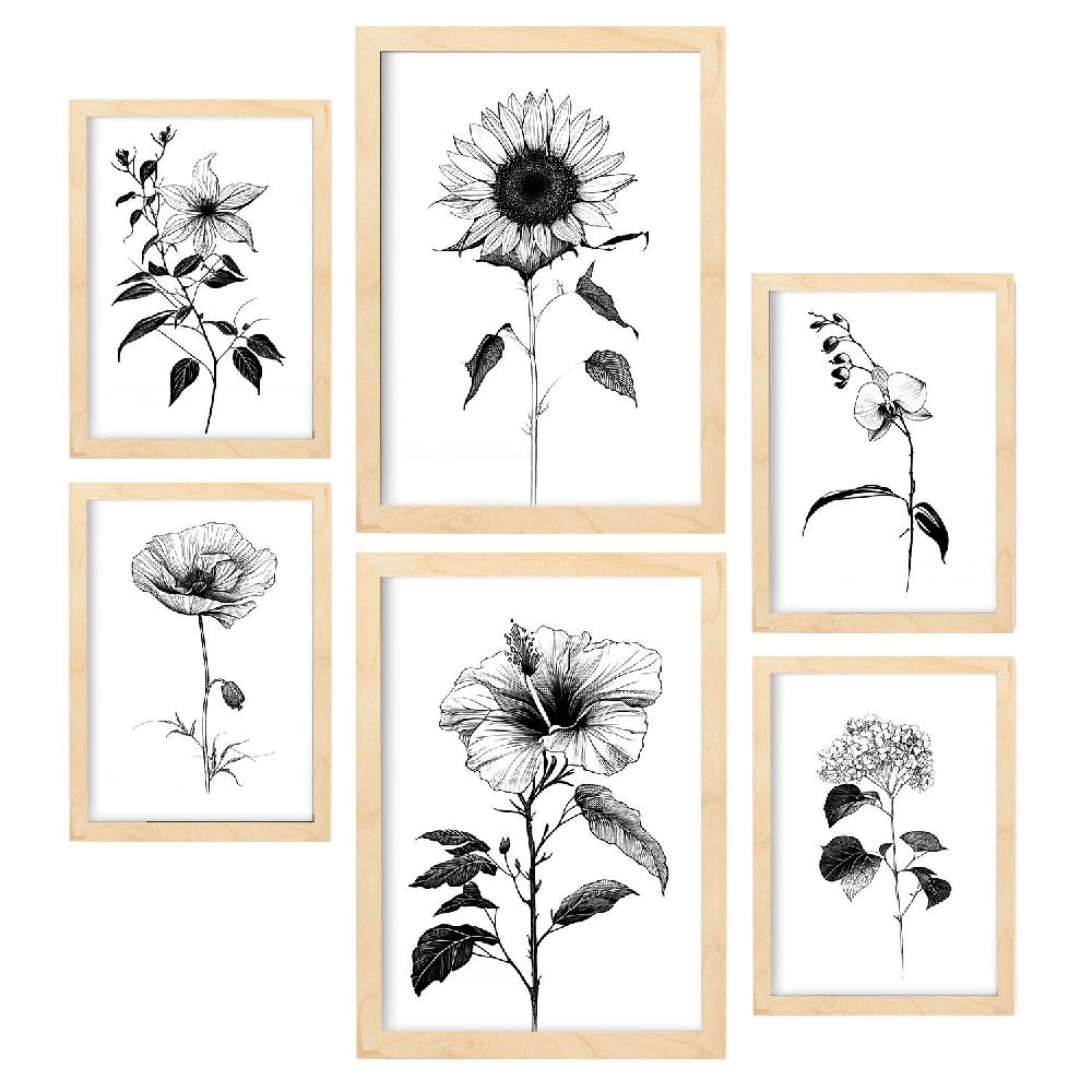 nacnic Nacnic Línea Flores Set_3 Láminas para Dormitorio Oferta especial de fábrica
