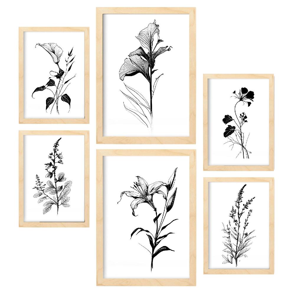 nacnic Láminas Nacnic Line Flowers Set_1 Tienda de fábrica