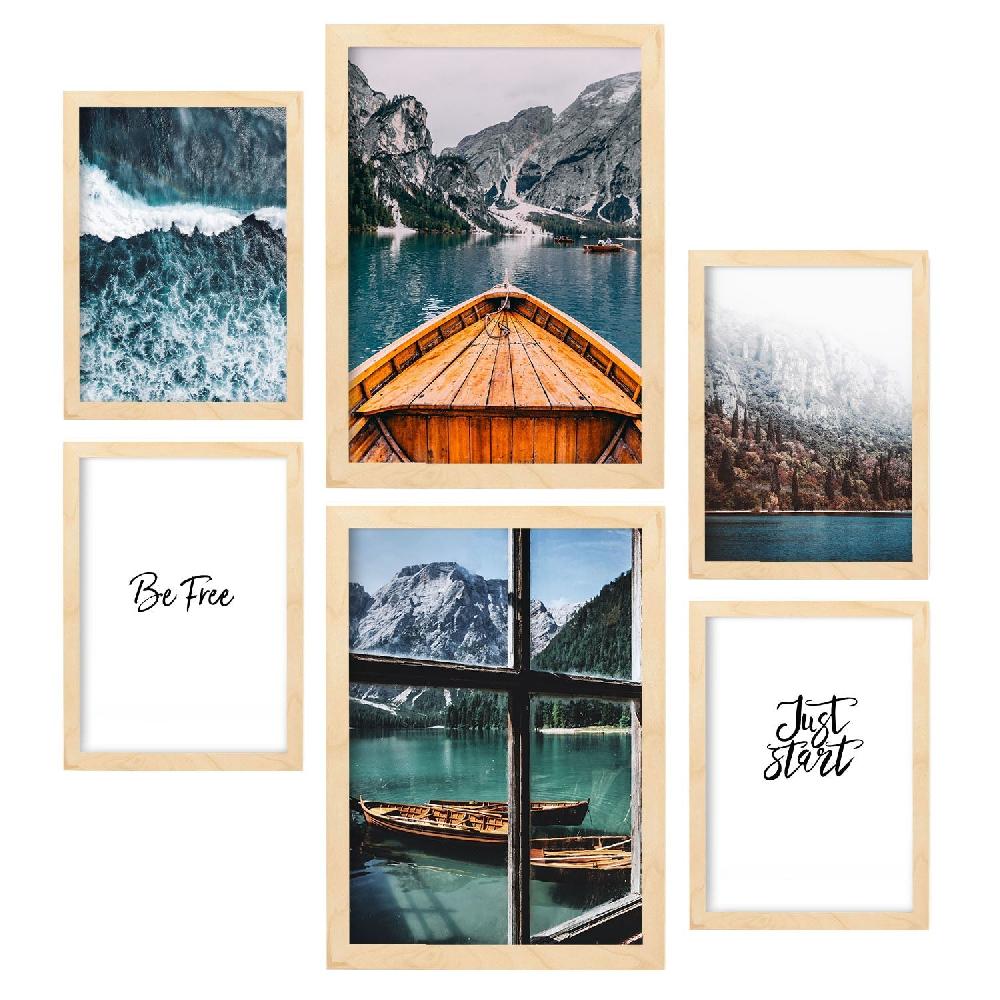 nacnic Conjunto de 6 Láminas Minimalistas de Paisajes de Montaña Invierno Precio ultrabajo