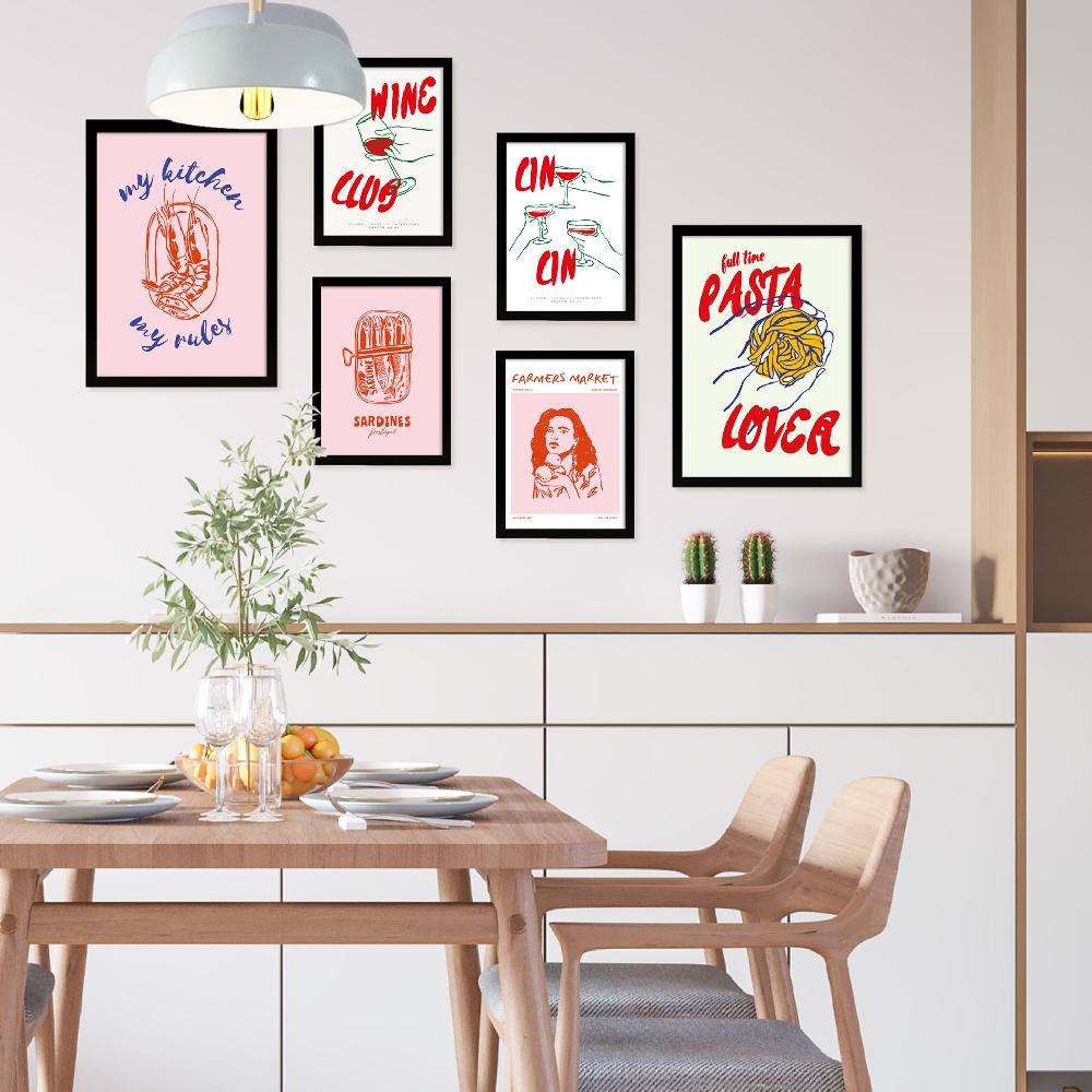 nacnic Ilustraciones de alimentos y comida estilo pop art tonos rosas