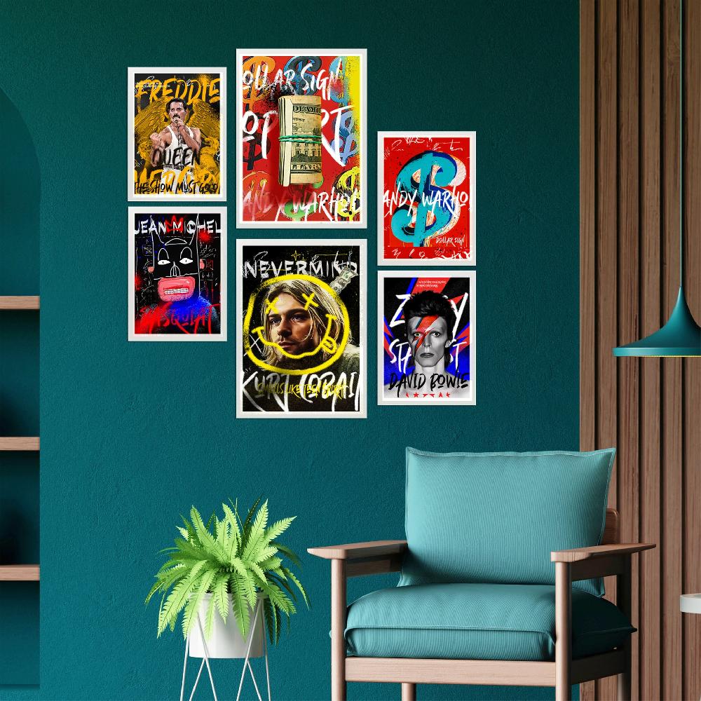 nacnic Lámina Iconos Nirvana Bowie Mercury Warhol y Basquiat Grafiti COMPRAR AHORA
