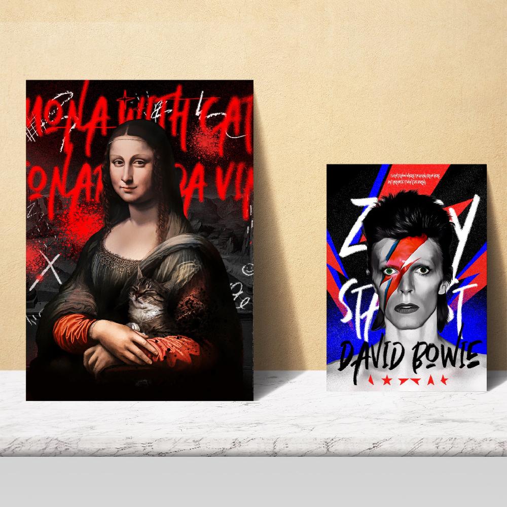 nacnic Lámina Grafiti Pop Mona Lisa Warhol Bowie Basquiat Liquidación