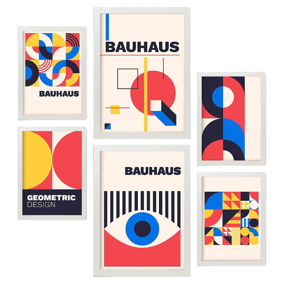 nacnic Nacnic Set de 6 Láminas Estilo Bauhaus con Diseño Geométrico Tienda de fábrica