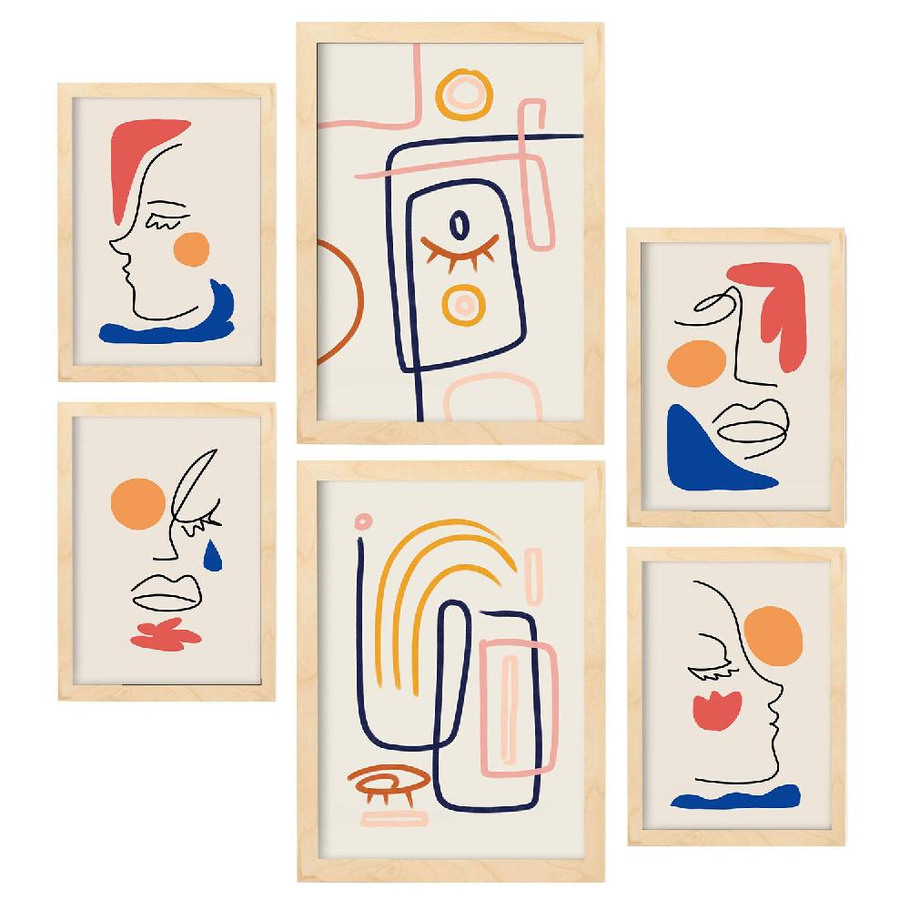 nacnic Nacnic Set de 6 Laminas de Arte Abstracto Femenino Jazzy Arts 2 Gran oferta