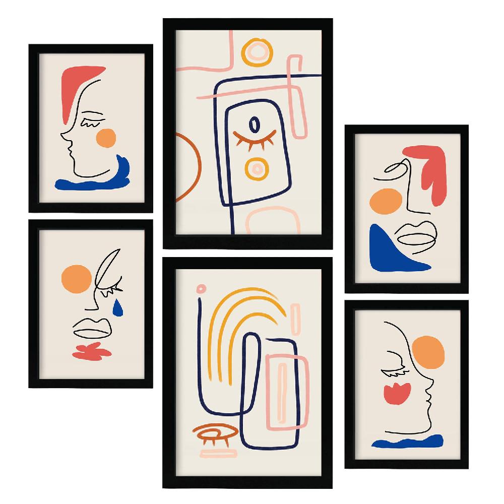 nacnic Nacnic Set de 6 Laminas de Arte Abstracto Femenino Jazzy Arts 2 Gran oferta