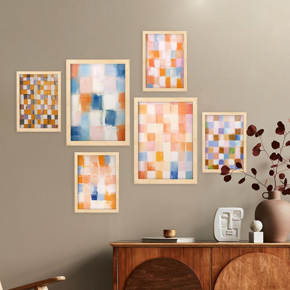 nacnic Nacnic Set de 6 Posters Mosaico Naranja y Azul 2 para Sala de Estar y Dormitorio Tienda