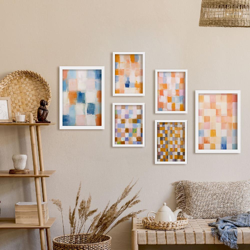 nacnic Nacnic Set de 6 Posters Mosaico Naranja y Azul 2 para Sala de Estar y Dormitorio Tienda