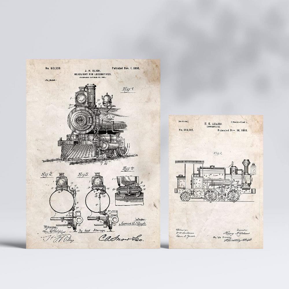nacnic Set de 6 Láminas de Patentes de Tren Retro Rebajas de fin de temporada