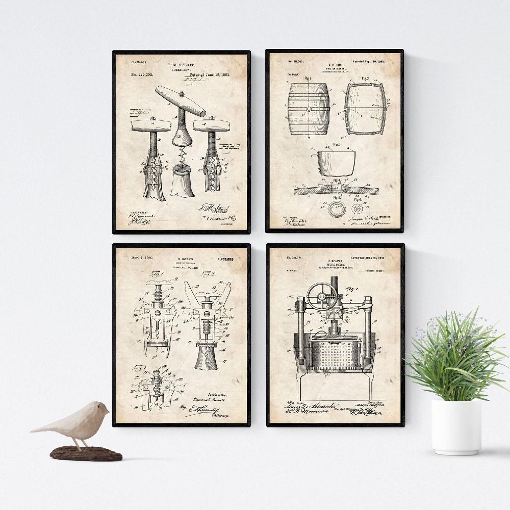 nacnic Láminas Vintage de Patentes de Vino