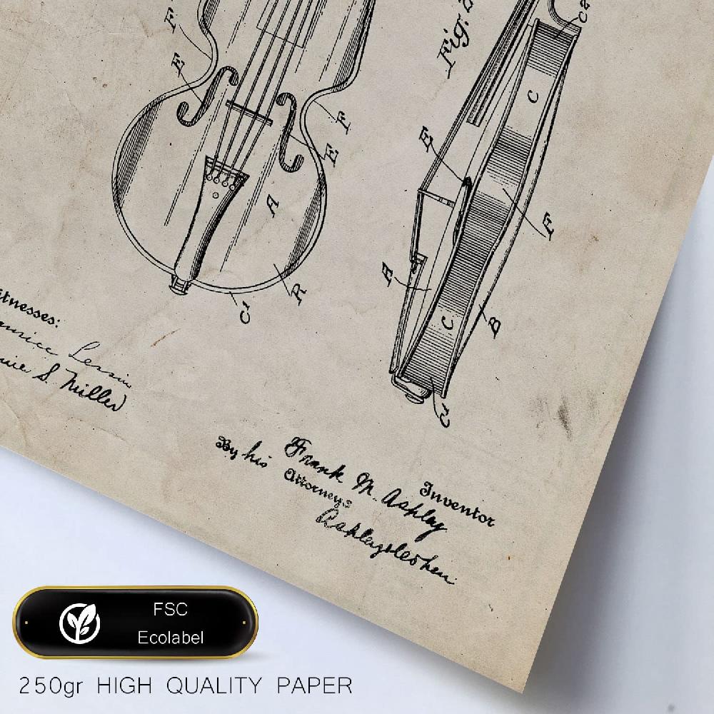 nacnic Set de 6 láminas de patentes de instrumentos de cuerda retro Ofertas