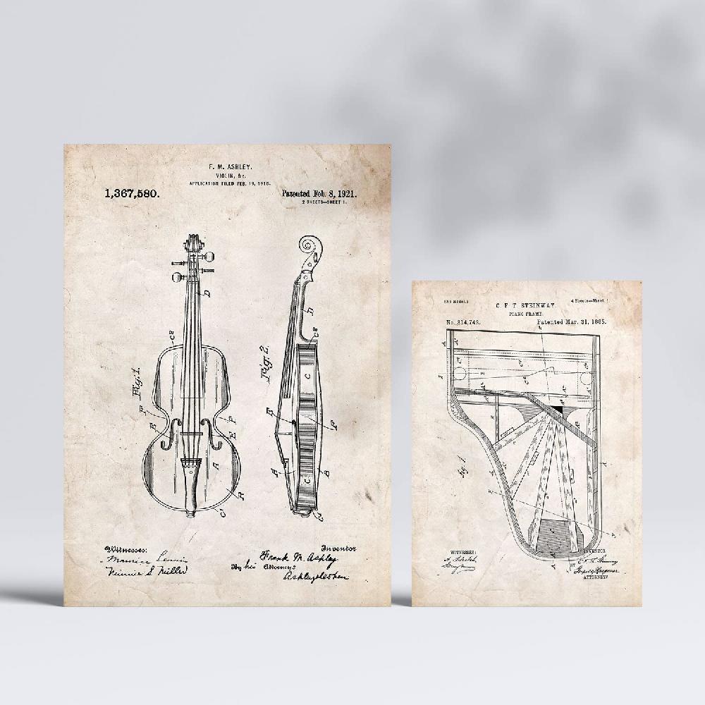 nacnic Set de 6 láminas de patentes de instrumentos de cuerda retro Ofertas