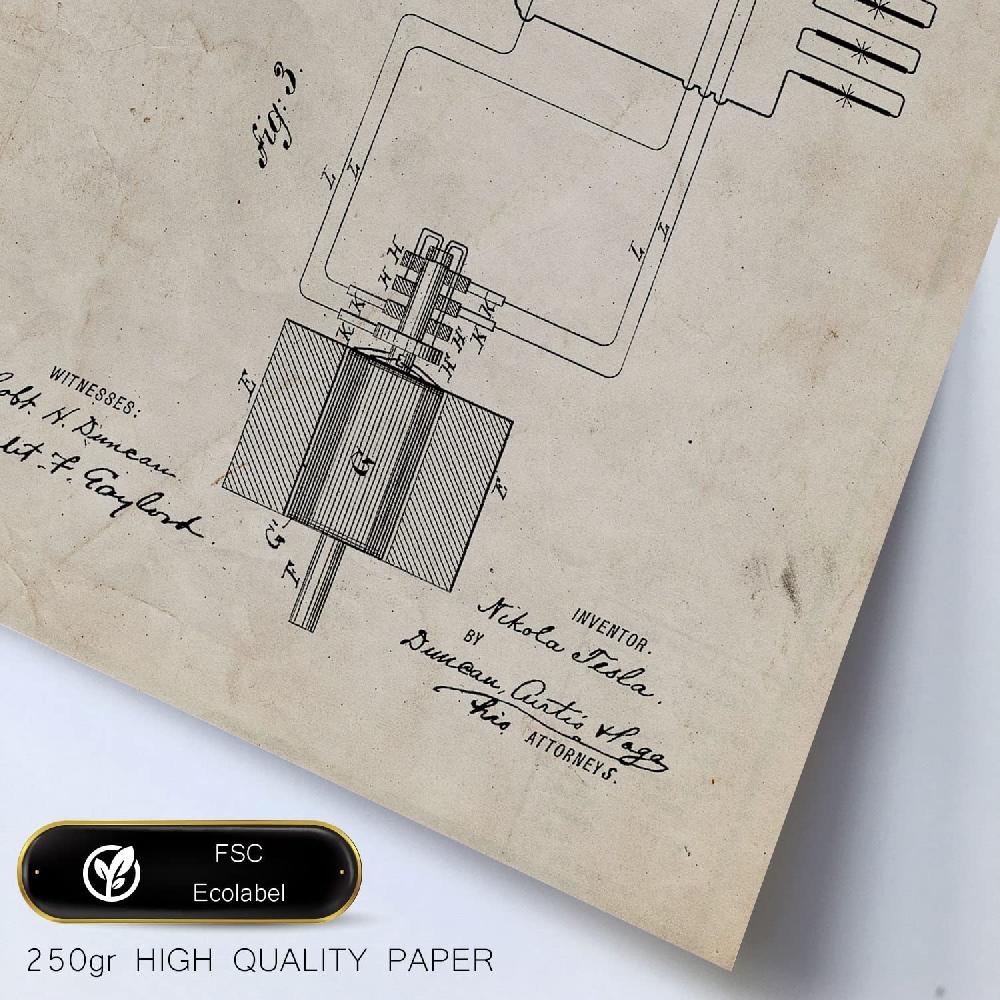 nacnic Set de 6 láminas de patentes de Electricidad 2 con dibujos retro de inventos antiguos Tienda