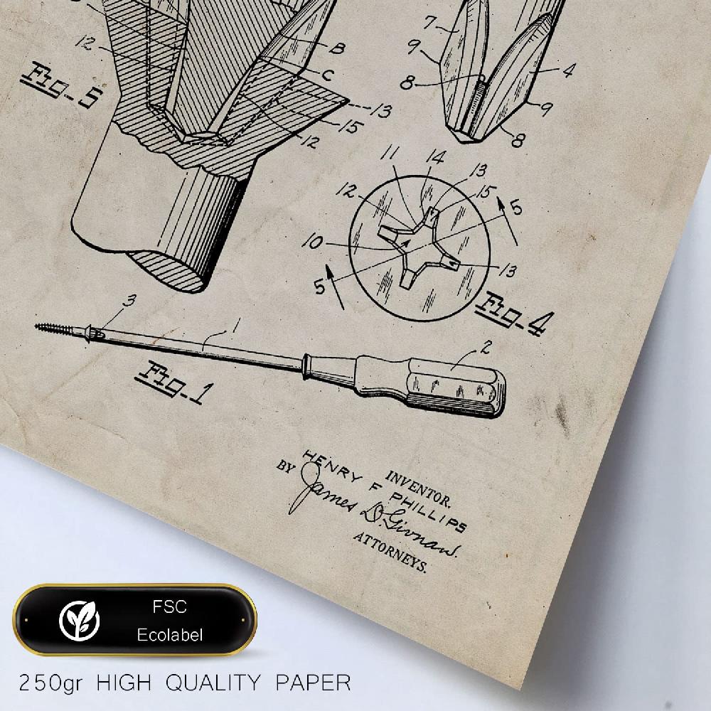 nacnic Set de 6 láminas de patentes de herramientas de construcción retro Mejor oferta