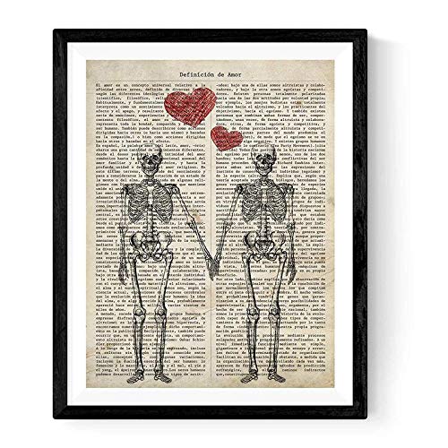 nacnic Lámina Vintage de Pareja de Esqueletos con Definición de Amor