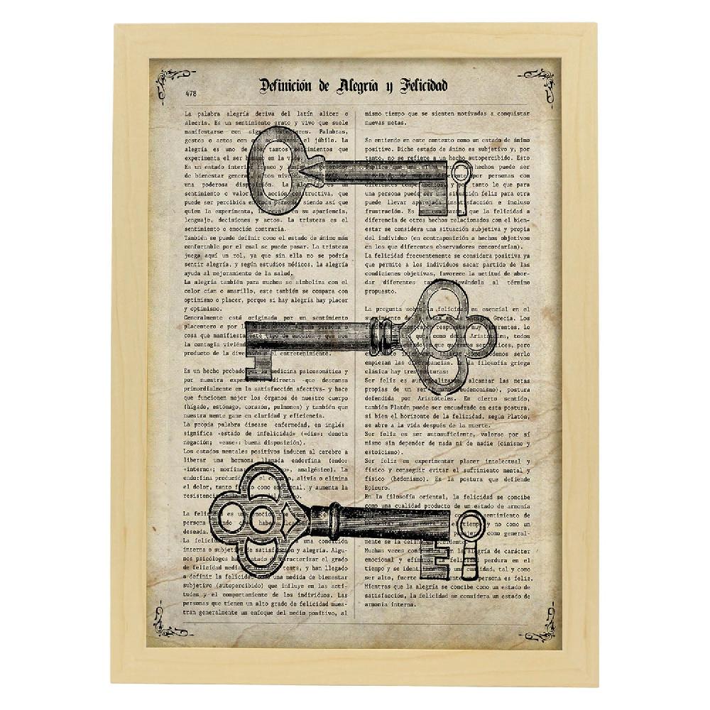 nacnic Lámina de Llaves Vintage con Imágenes de Objetos e Instrumentos Envío internacional gratuito