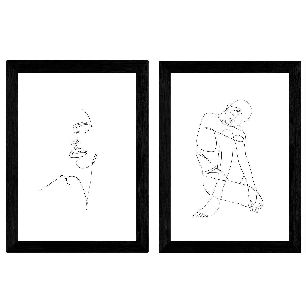 nacnic Set de 2 láminas de Dibujos de Rostro y Desnudo Femenino en un Solo Trazo Descuento