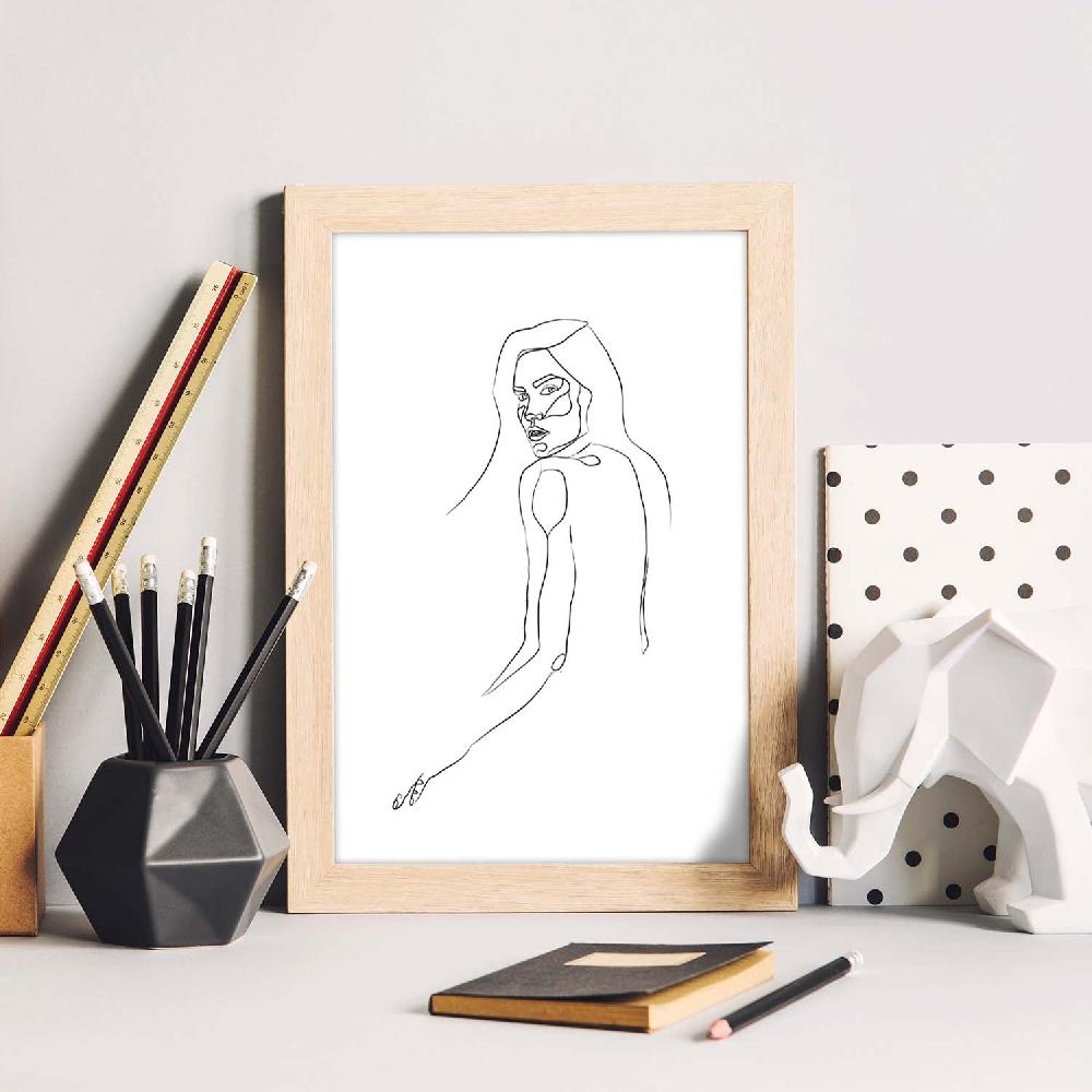 nacnic Lámina nórdica de rostro y espalda de mujer Superdescuento