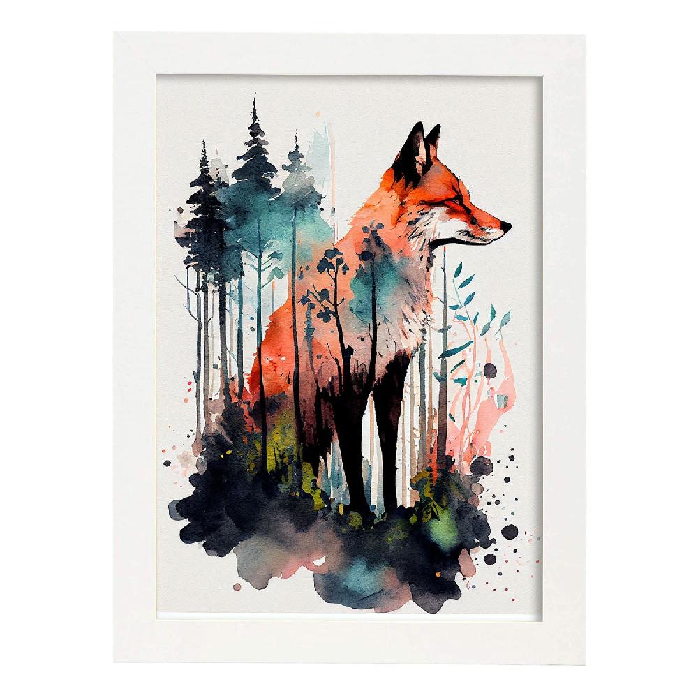 nacnic Lámina Acuarela de Zorro en el Bosque Nacnic Precios de Black Friday