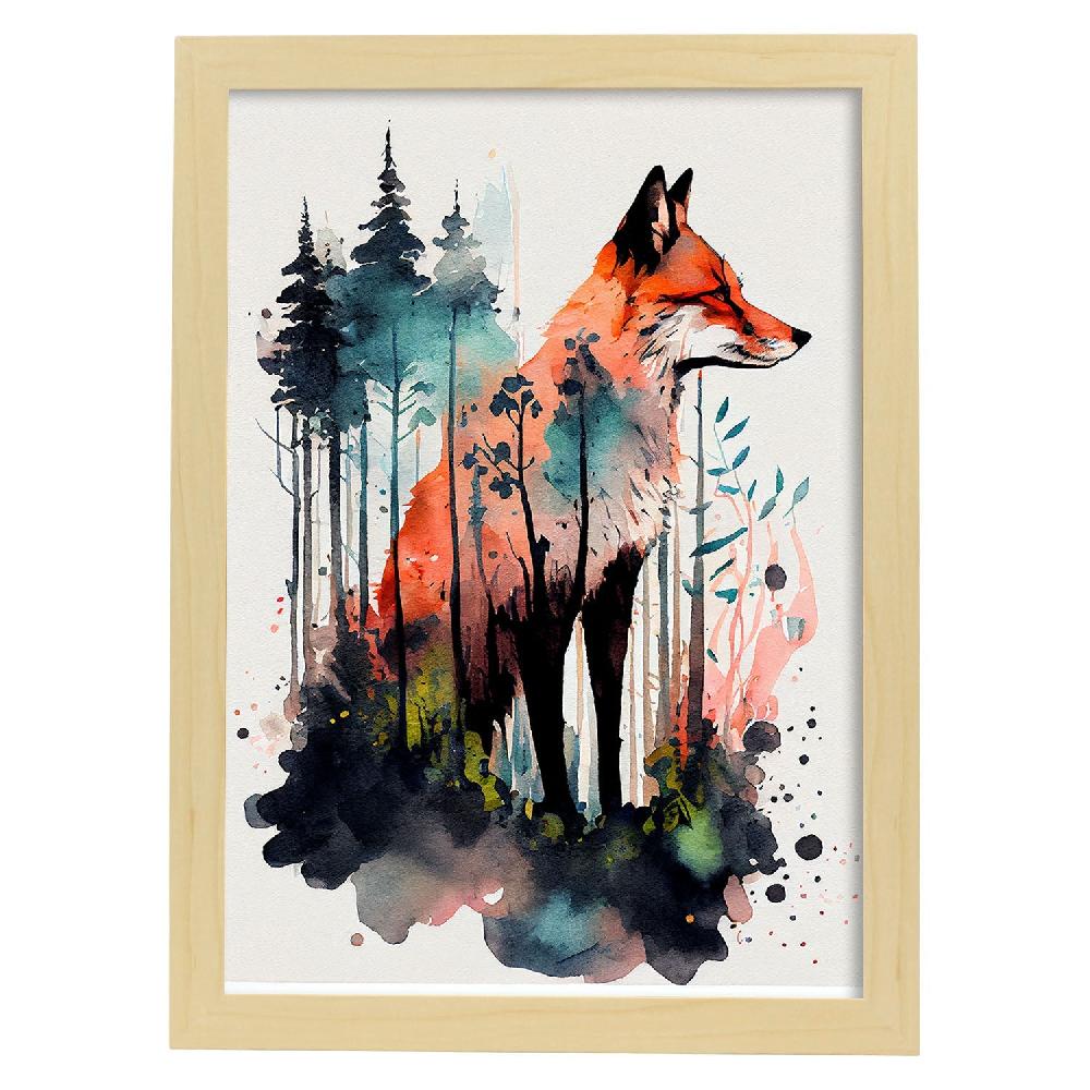 nacnic Lámina Acuarela de Zorro en el Bosque Nacnic Precios de Black Friday