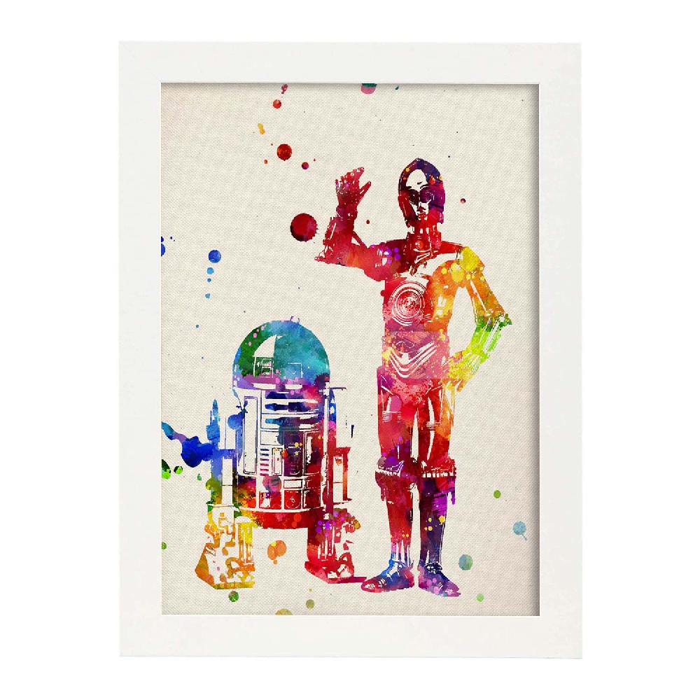 nacnic Lámina de R2D2 y C3PO en estilo acuarela Libre de impuestos