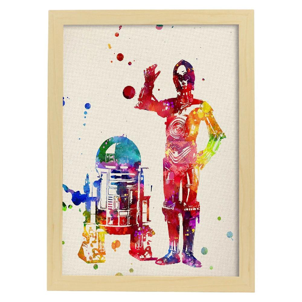 nacnic Lámina de R2D2 y C3PO en estilo acuarela Libre de impuestos
