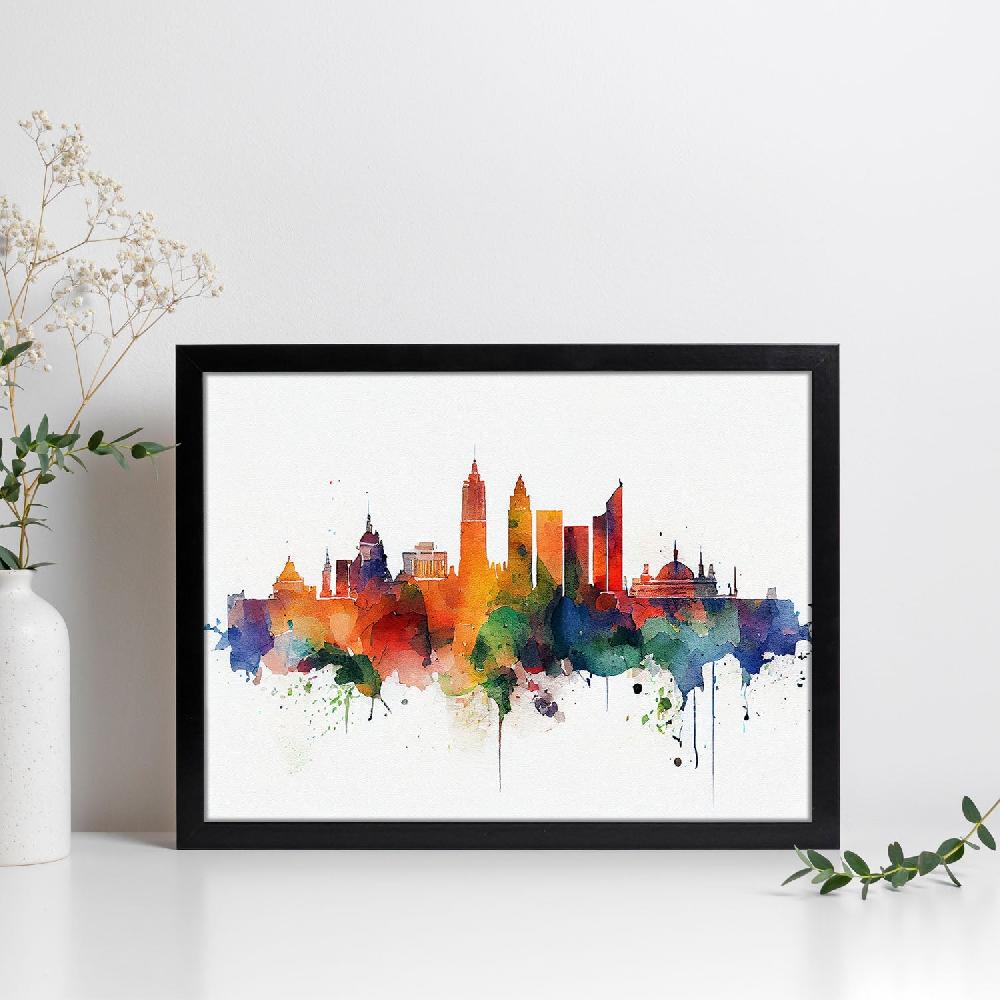 nacnic Lámina Acuarela Skyline de Madrid Nacnic Ofertas especiales