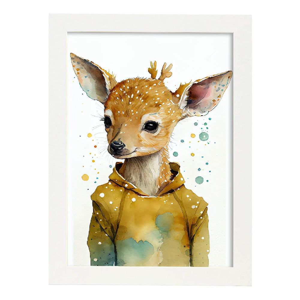 nacnic Lámina Nacnic de Bebé Seckel Fawn Sonriendo en Blanco Outlet