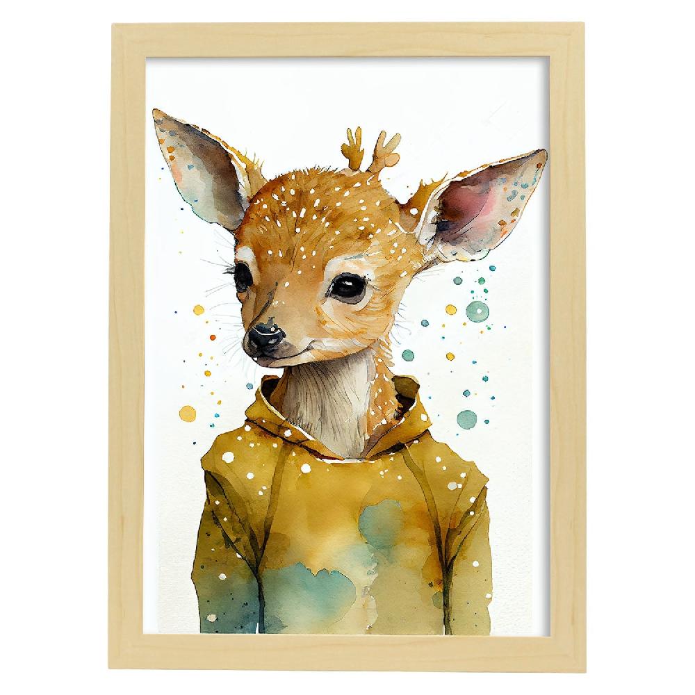 nacnic Lámina Nacnic de Bebé Seckel Fawn Sonriendo en Blanco Outlet