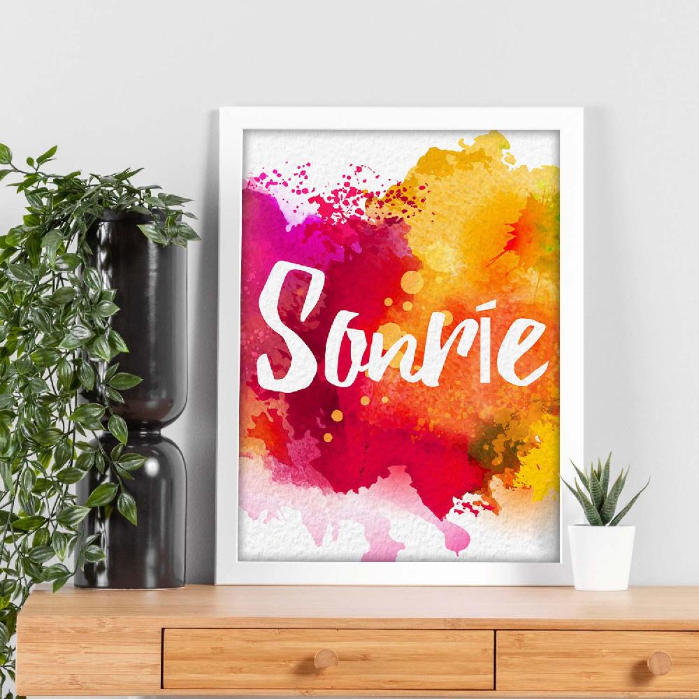 nacnic Lámina de Palabra Sonrie Colorida y Acuarela Ofertas