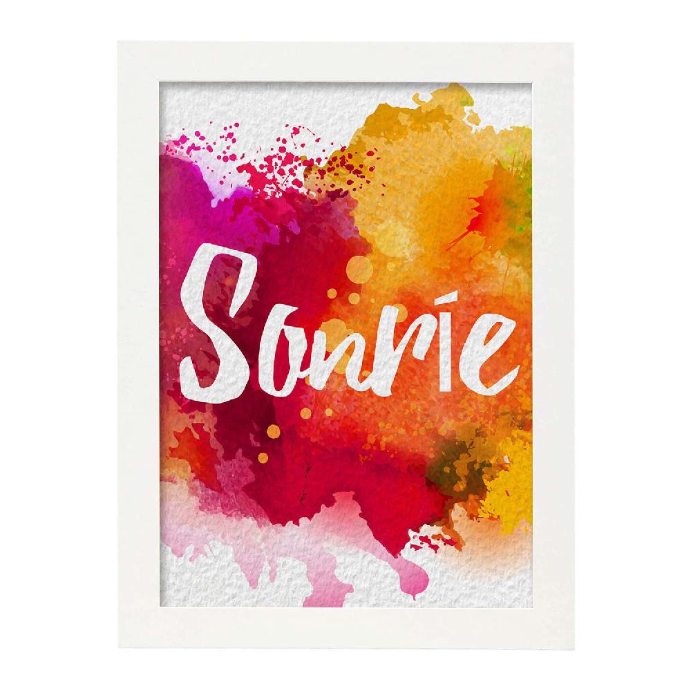 nacnic Lámina de Palabra Sonrie Colorida y Acuarela Ofertas