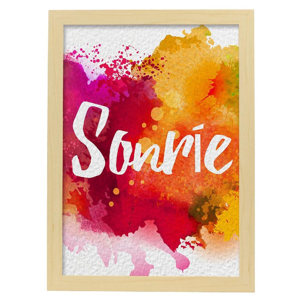 nacnic Lámina de Palabra Sonrie Colorida y Acuarela Ofertas
