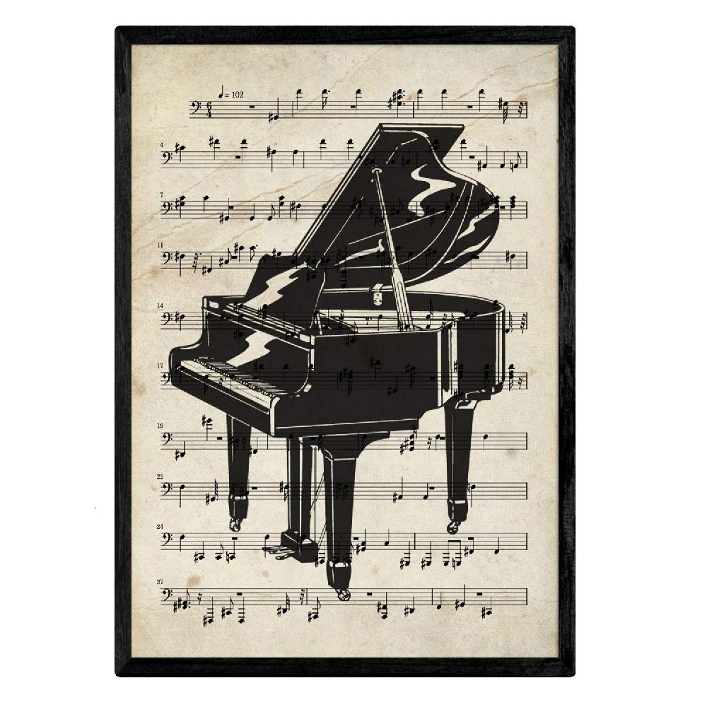 nacnic Set de 4 láminas vintage de instrumentos musicales y partituras Últimos 2 días
