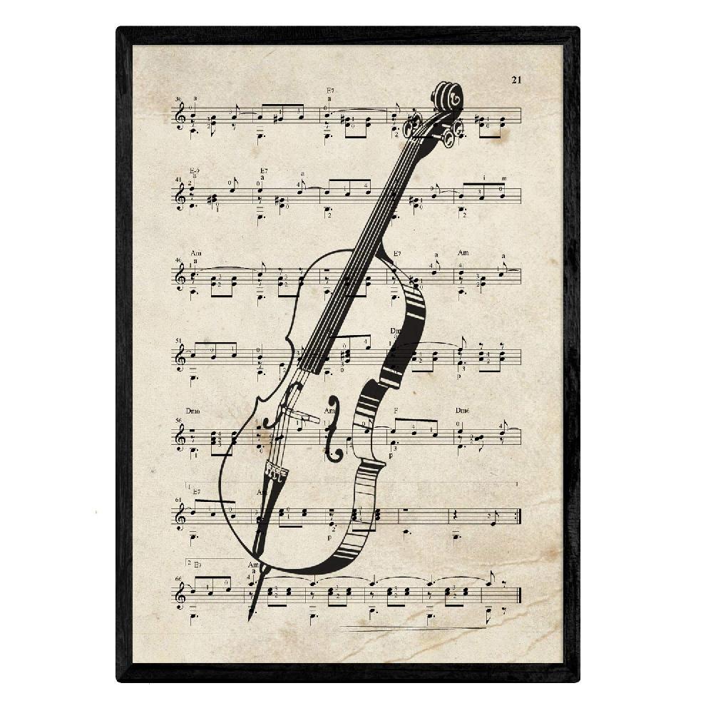nacnic Set de 4 láminas vintage de instrumentos musicales y partituras Últimos 2 días