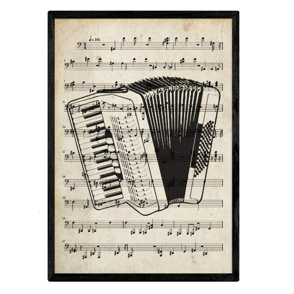 nacnic Set de 4 láminas vintage de instrumentos musicales y partituras Últimos 2 días