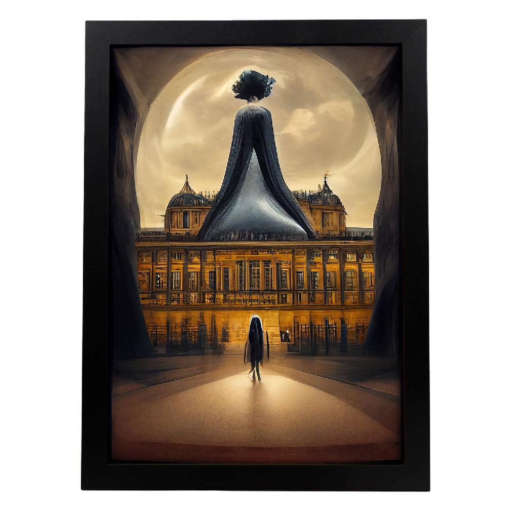 nacnic Lámina Nacnic Museo del Louvre 2 al estilo de T. Burton en Arte Gótico y Oscuro para Decoración de Interiores