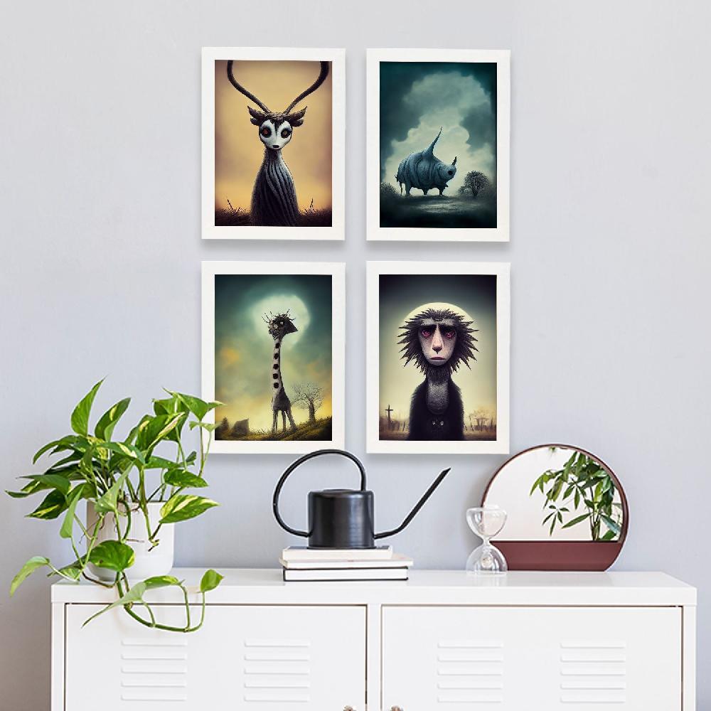 nacnic Set de Láminas de Animales al estilo Burton para Diseño de Interiores y Decoración Goth Dark Solo hoy