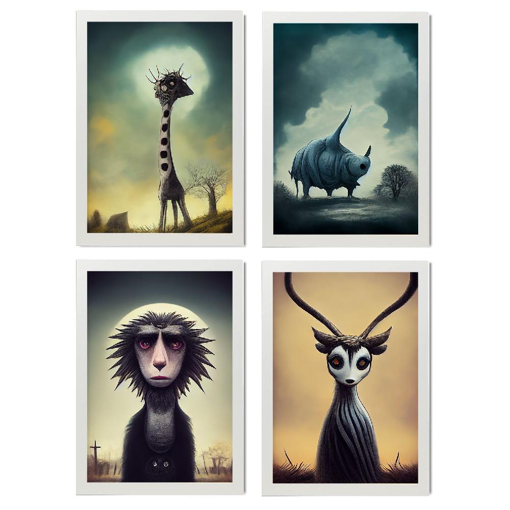 nacnic Set de Láminas de Animales al estilo Burton para Diseño de Interiores y Decoración Goth Dark Solo hoy