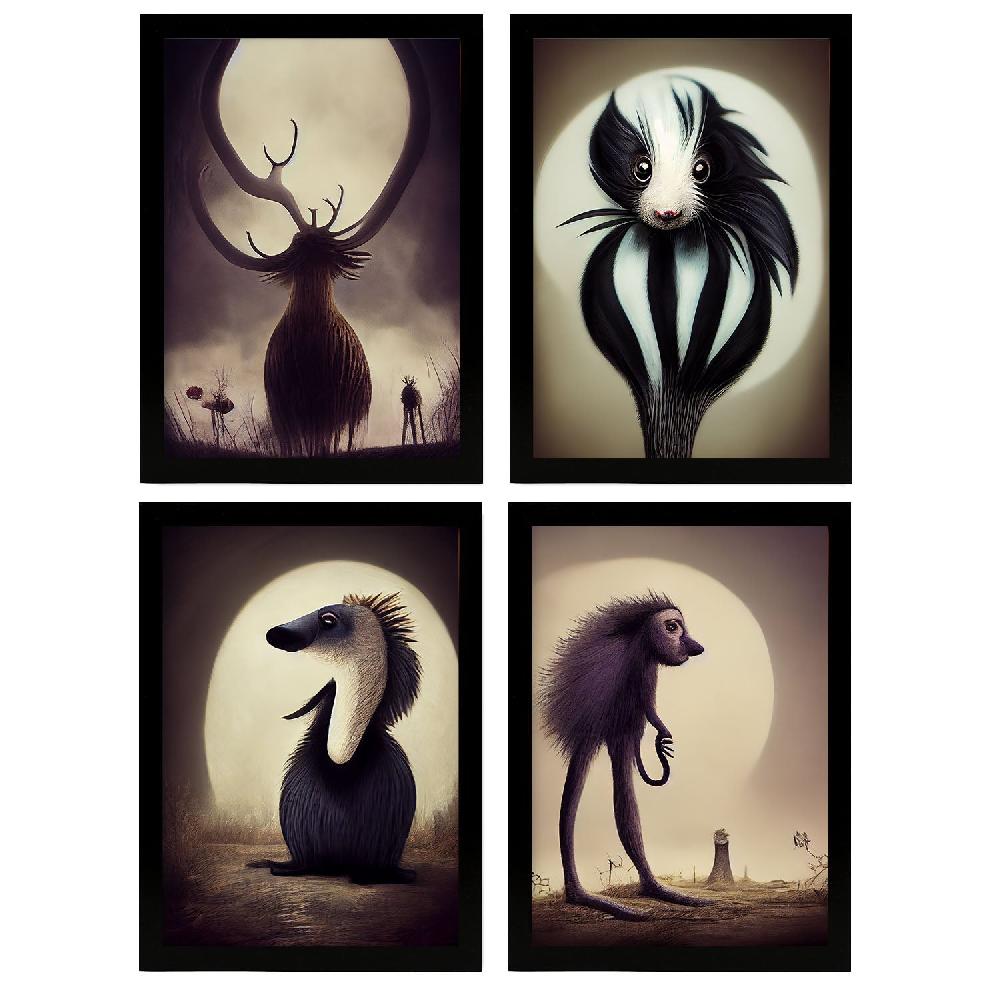nacnic Ilustraciones y Láminas de Animales al Estilo Burton