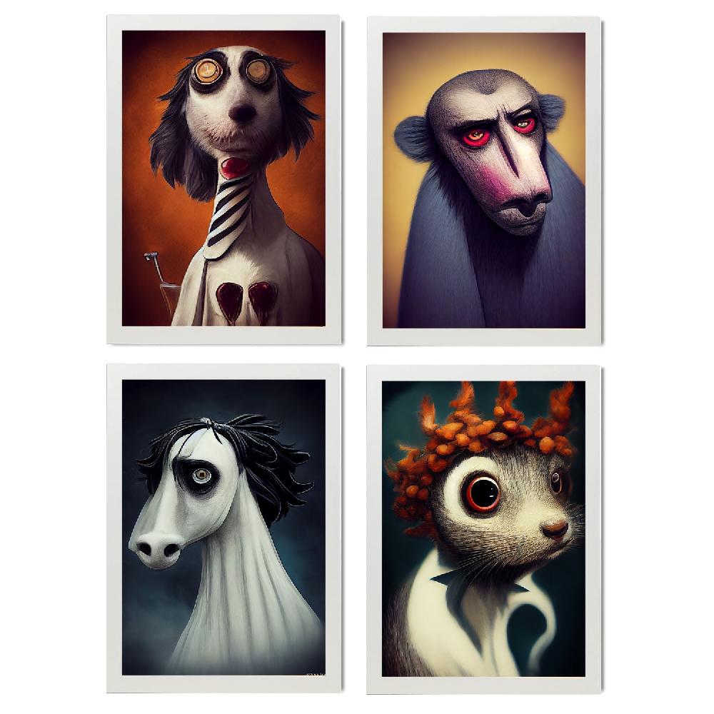nacnic Láminas de Animales al Estilo Burton para Diseño de Interiores y Decoración Colección de 10 Envío internacional gratuito