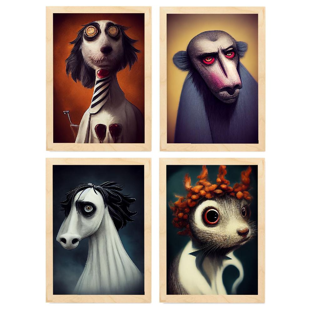 nacnic Láminas de Animales al Estilo Burton para Diseño de Interiores y Decoración Colección de 10 Envío internacional gratuito