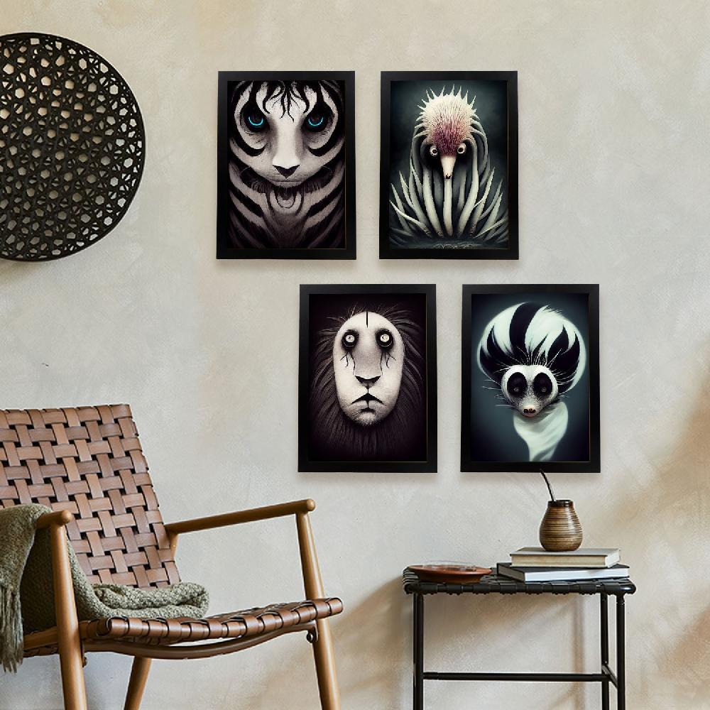 nacnic Conjunto de Láminas de Animales al Estilo Burton para Diseño de Interiores y Decoración Goth Limitado a 3 días