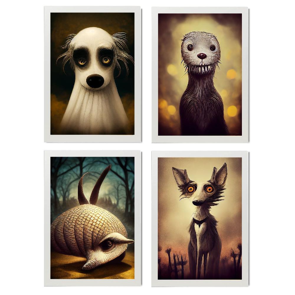 nacnic Conjunto de Láminas de Animales al Estilo Burton para Diseño de Interiores y Decoración Goth Oscura Precios de Black Friday