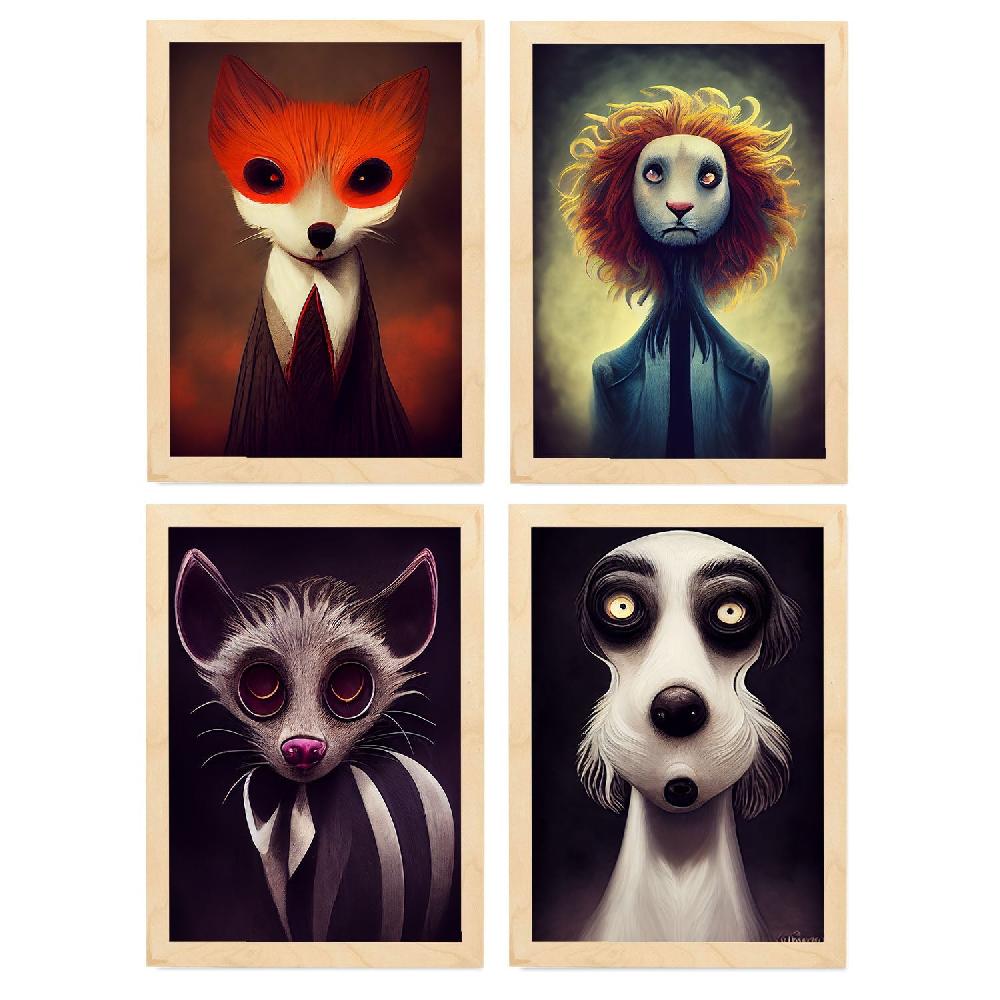 nacnic Ilustraciones y Láminas de Animales estilo Burton para Decoración Interior Descuentos del mes